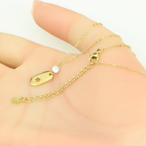 Gold Plated Star Pendant Necklace with Crystal Accent, XPNL0374 - Picture 5 of 14